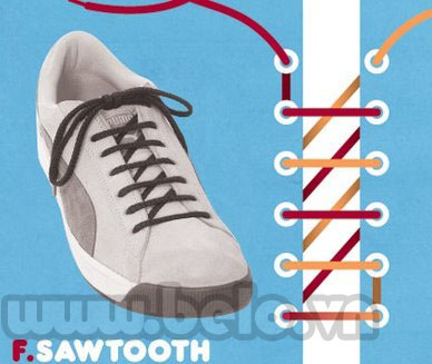 cách buộc dây giày chạy bộ kiểu sawtooth