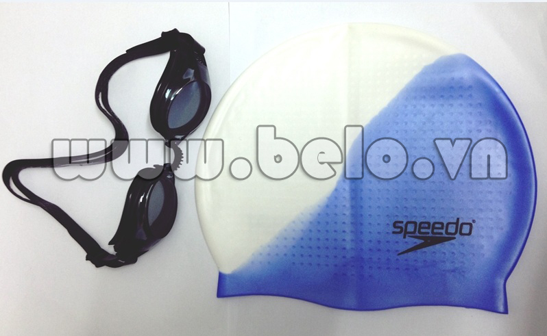 Mũ bơi chính hãng speedo màu xanh trắng  MB23