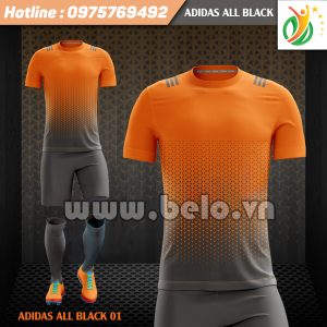 Áo bóng đá ​​không logo Adi-All Black 2017 cam đen
