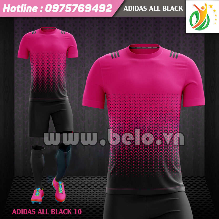 Áo bóng đá ​​không logo Adi-All Black 2017 đen-hồng