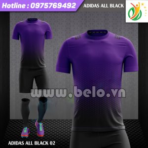 Áo bóng đá ​​không logo Adi-All Black 2017 tím-đen