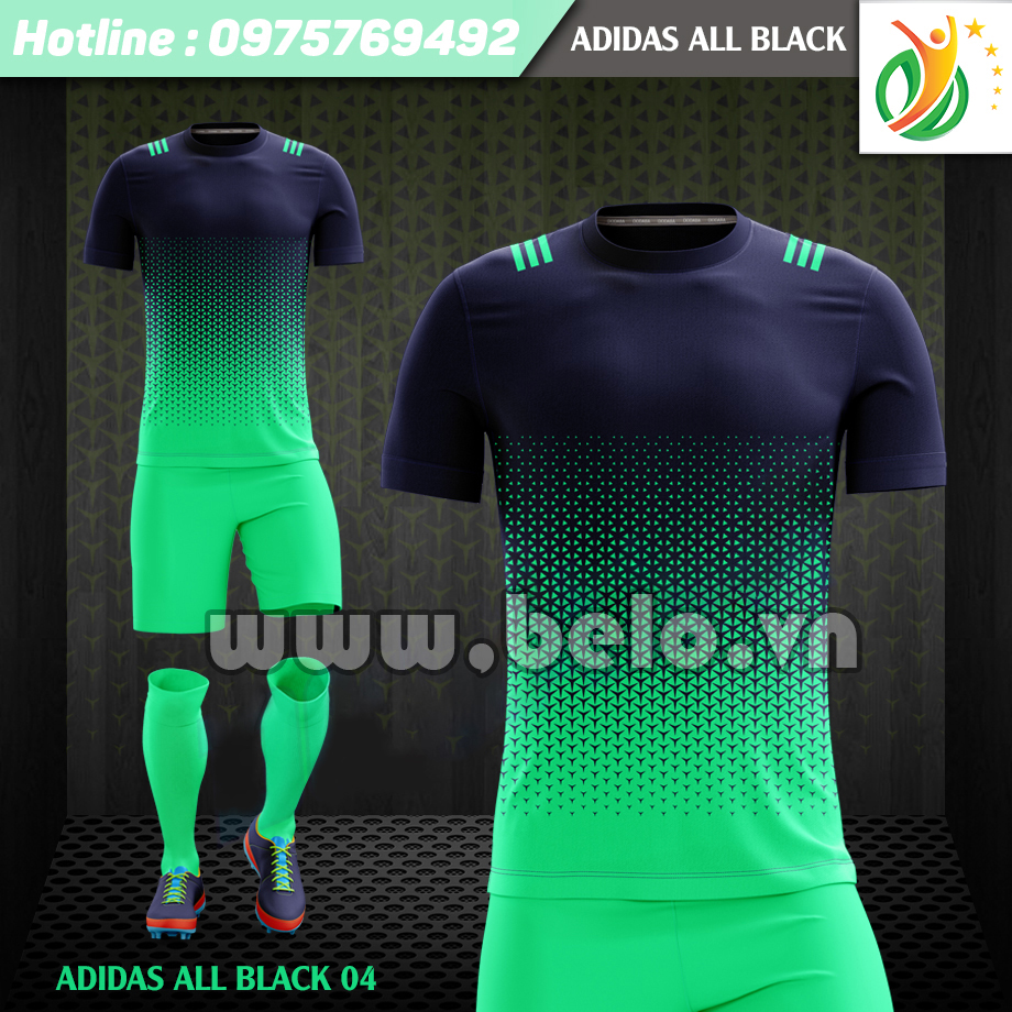Áo bóng đá ​​không logo Adi-All Black 2017 xanh-tím than