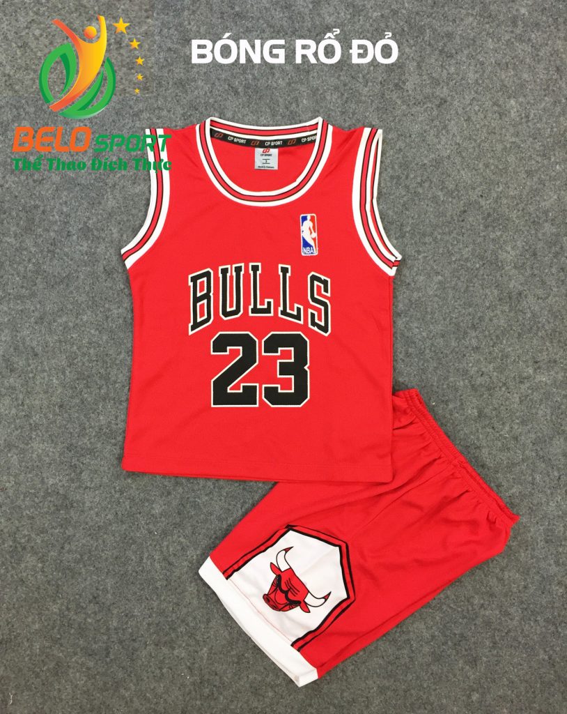 Quần áo bóng rổ trẻ em BRTE-01 vải mè màu đỏ giá rẻ
