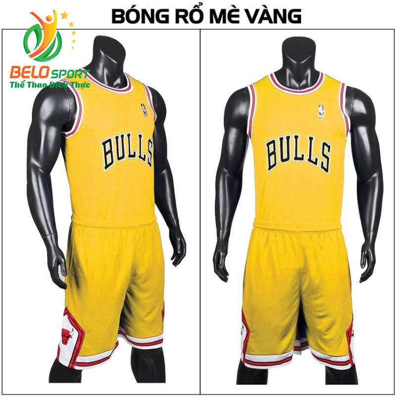 Quần áo bóng rổ người lớn BRS-02 vải mè màu vàng giá rẻ