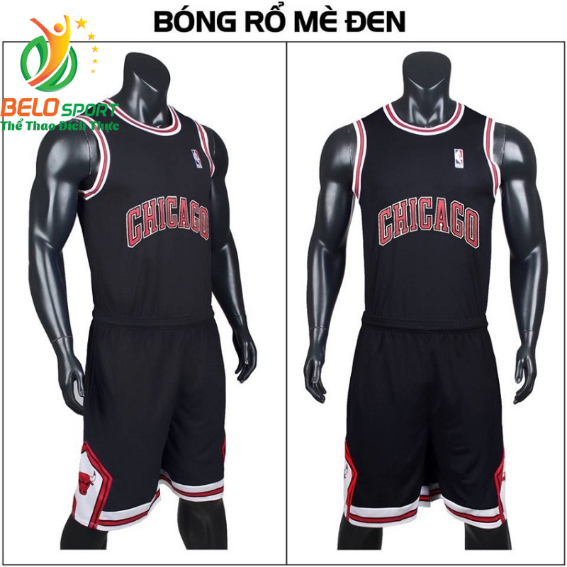 Quần áo bóng rổ người lớn BRS-04 vải mè màu đen giá rẻ