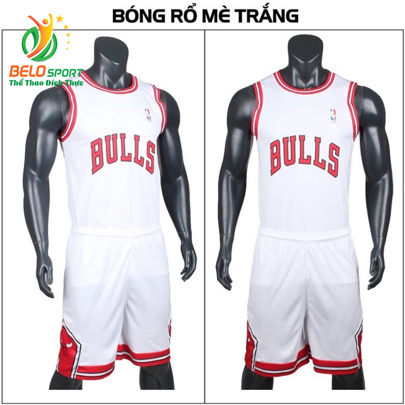 Quần áo bóng rổ người lớn BRS-05 vải mè màu trắng giá rẻ