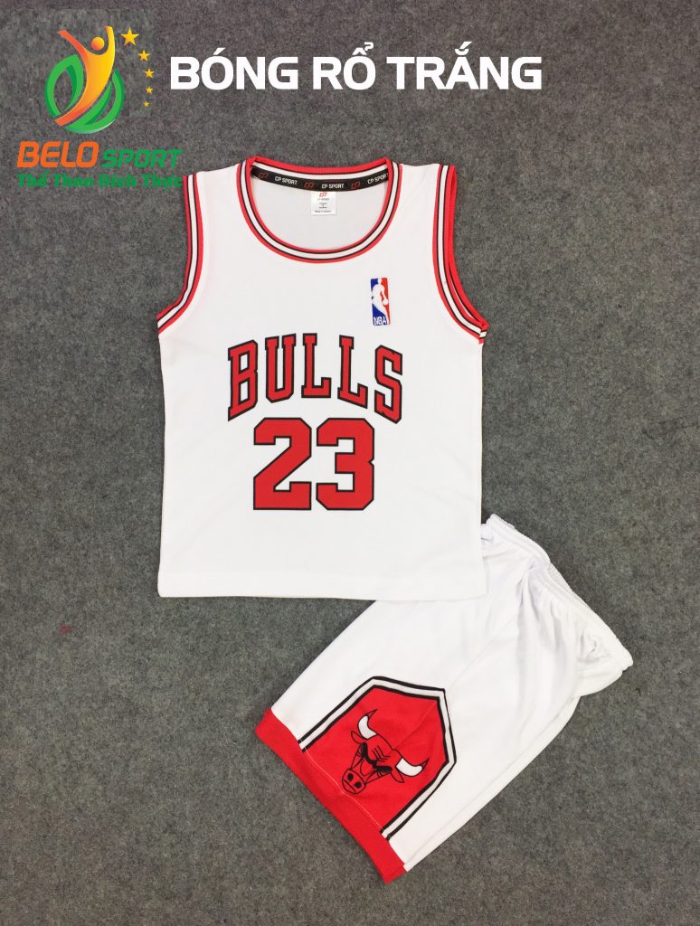 Quần áo bóng rổ trẻ em BRTE-05 vải mè màu trắng giá rẻ