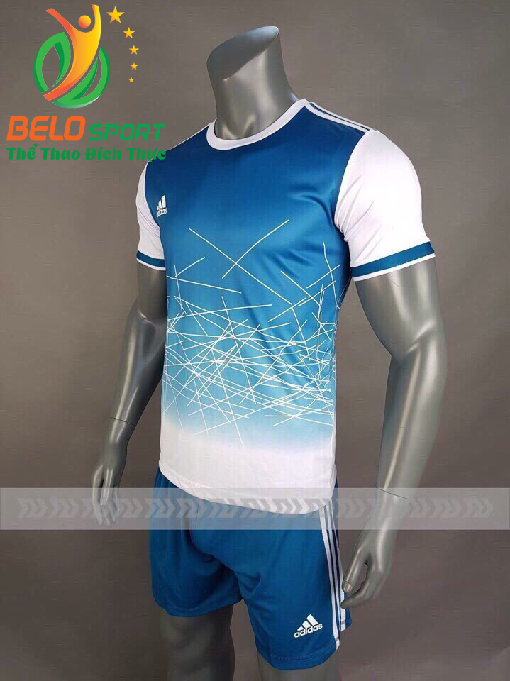 Áo bóng đá không logo X-Galaxy 2018 xanh trắng vải thun thái