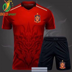 Áo bóng đá tây ban nha dragon rồng màu đỏ 2018-2019 thun thái