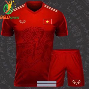 Áo bóng đá Việt Nam dragon rồng màu đỏ 2018-2019 thun thái