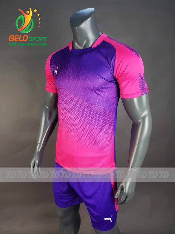 Áo bóng đá không logo Belo D-015 màu hồng pha xanh
