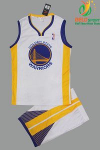 Bộ quần áo bóng rổ Golden State màu trắng giá rẻ