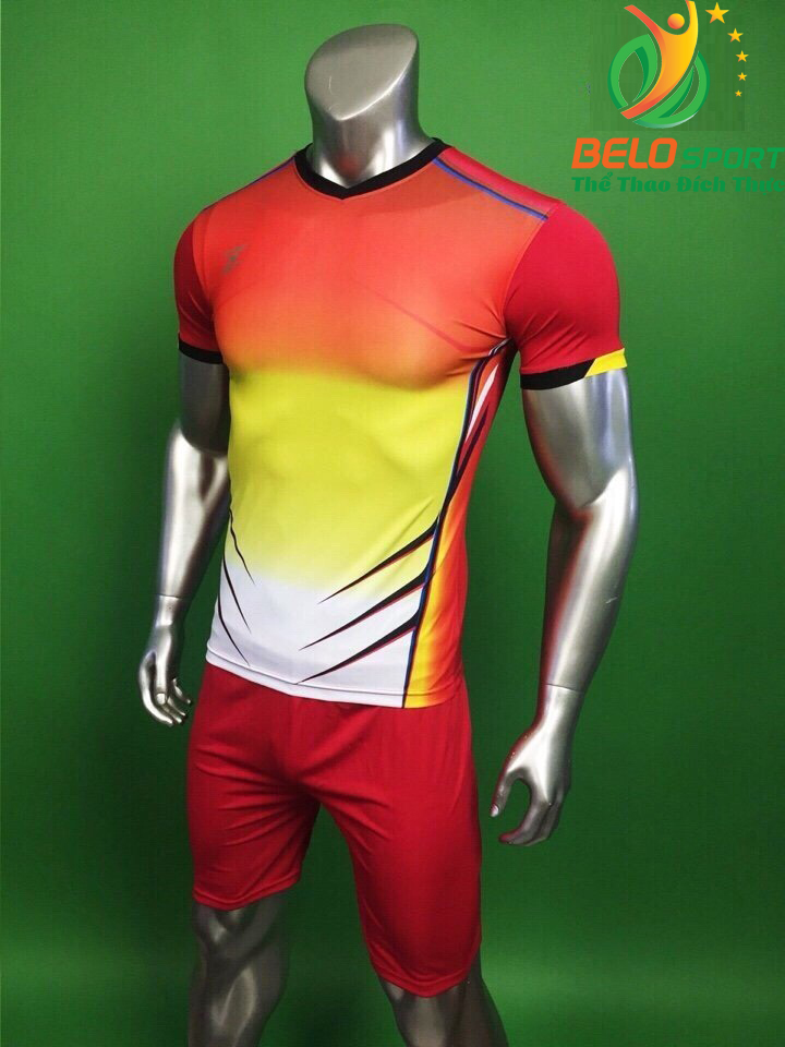 Áo bóng đá không logo Belo D-030 màu đỏ pha vàng