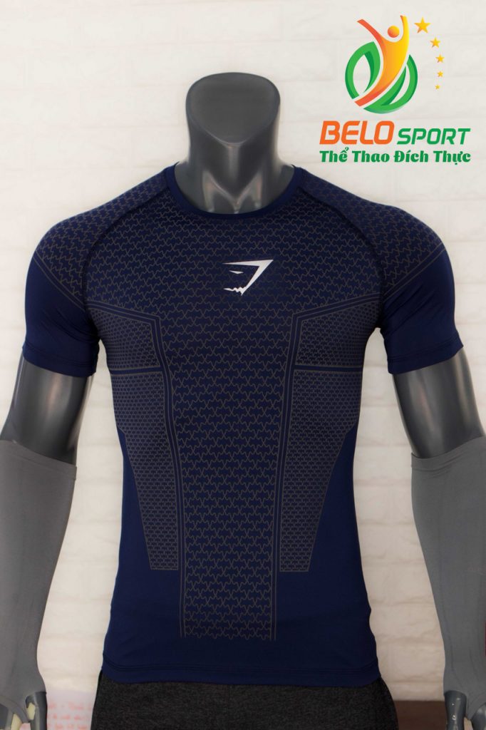 Áo tập gym body fit SHARK độc quyền Belo mã A-099 màu xanh tím than