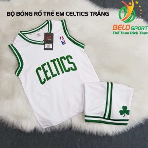 Áo bóng rổ trẻ em CLB Celtics trắng giải NBA nhà nghề