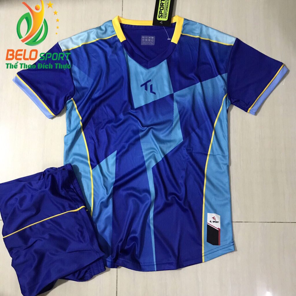 Áo bóng đá không lô gô K-009 2019 giá rẻ màu xanh dương