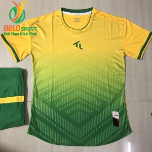 Áo bóng đá không lô gô K-012 2019 giá rẻ màu vàng pha xanh