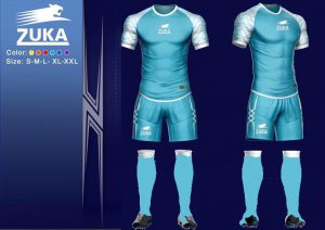 Áo bóng đá Zuka 1 màu xanh trắng chính hãng độc quyền phân phối Belo