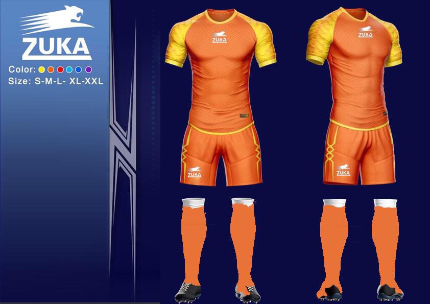Áo bóng đá Zuka 1 màu cam vàng chính hãng độc quyền phân phối Belo