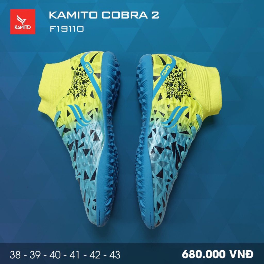Giày bóng đá Kamito Cobra 2 màu xanh vàng chính hãng
