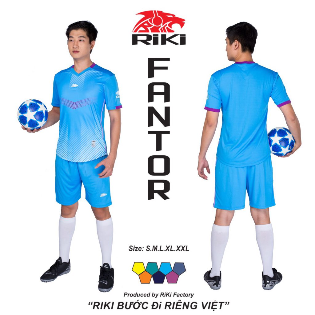 Áo bóng đá không logo Riki màu xanh da trời độc quyền phân phối Belo sport