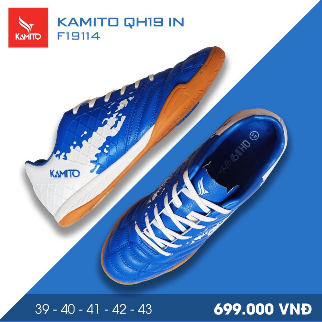 Giày bóng đá Kamito QH19 IN màu xanh trắng chính hãng