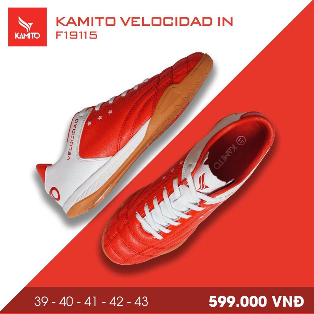 Giày bóng đá Kamito velocidad IN màu đỏ đế cam chính hãng