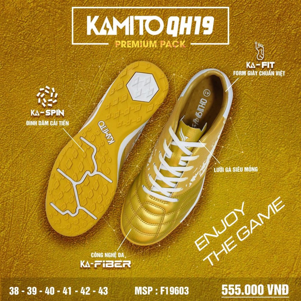Giày bóng đá Kamito QH19 Premium Pack màu vàng chính hãng