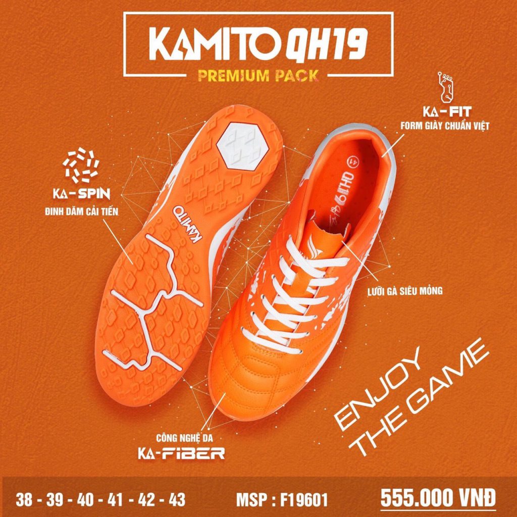 Giày bóng đá Kamito QH19 Premium Pack màu cam chính hãng