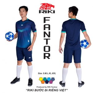 Áo bóng đá không logo Riki màu xanh đậm độc quyền phân phối Belo sport