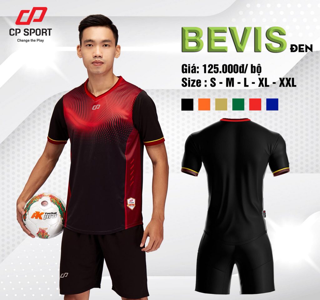 Áo bóng đá CP Bevis màu đen phối đỏ năm 2020