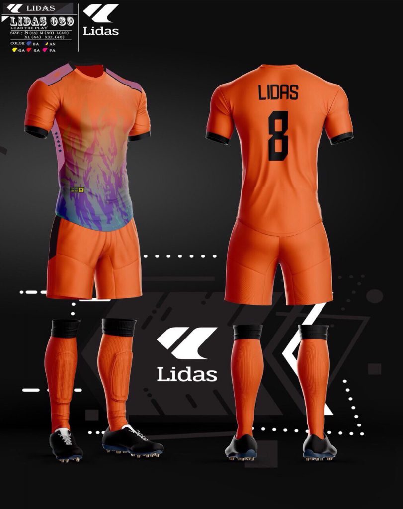 Áo bóng đá không logo Lidas màu cam năm 2020