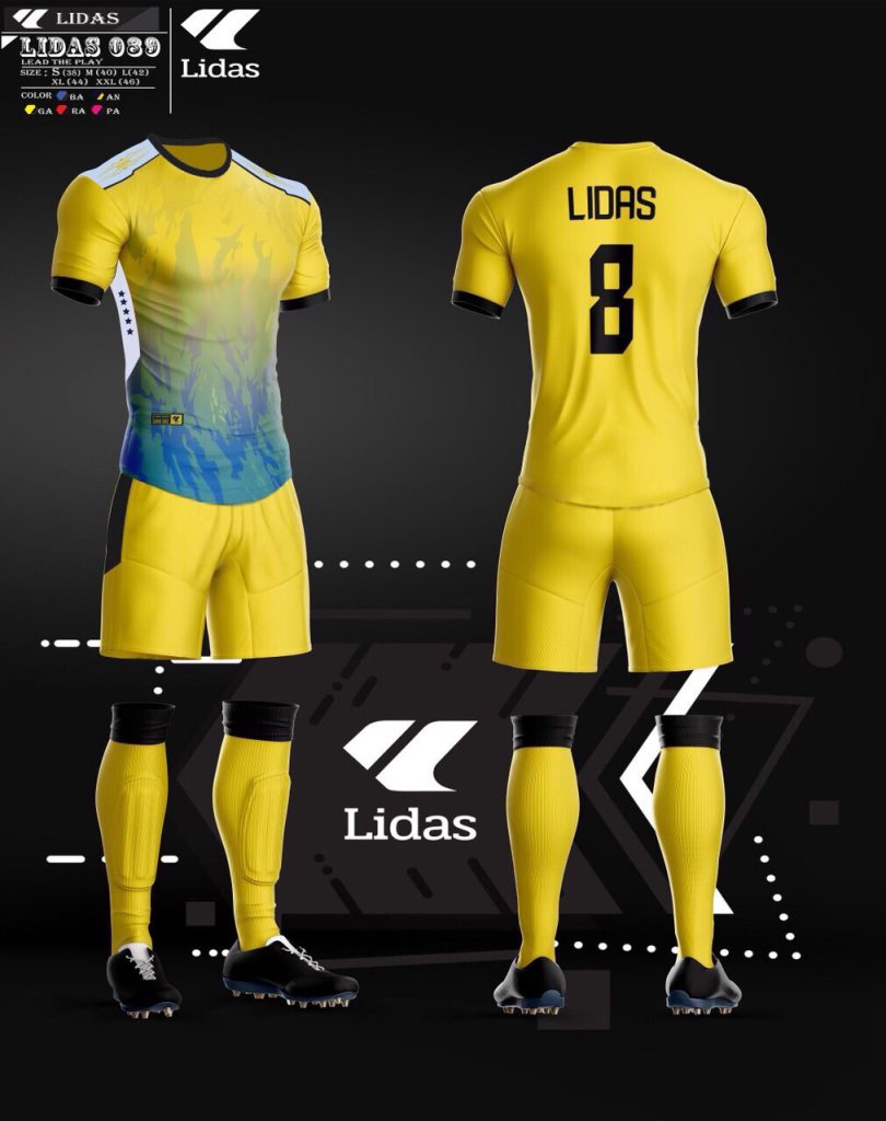 Áo bóng đá không logo Lidas màu vàng năm 2020