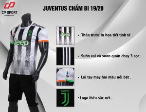 Áo bóng đá CP CLB Juventus màu trắng sọc đen năm 2020