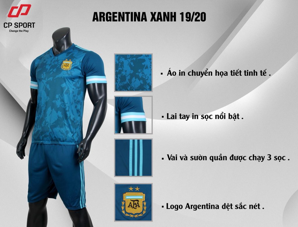 Áo bóng đá CP đội tuyển Argentina màu xanh năm 2020