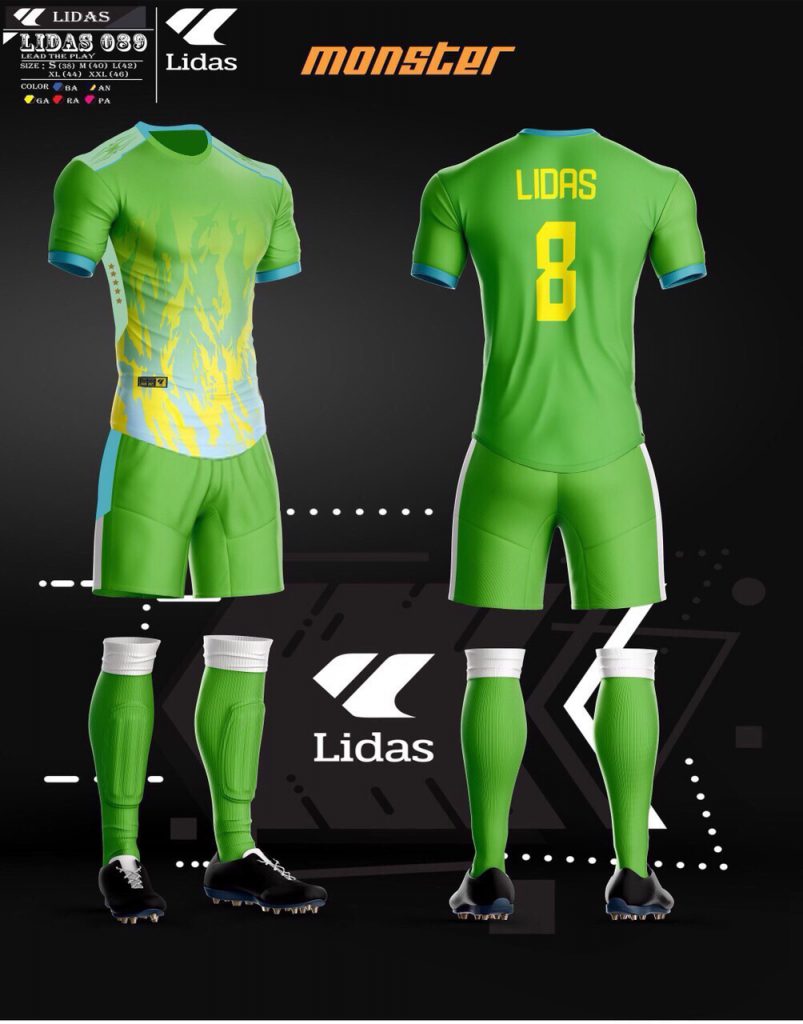 Áo bóng đá không logo Lidas màu xanh lá năm 2020