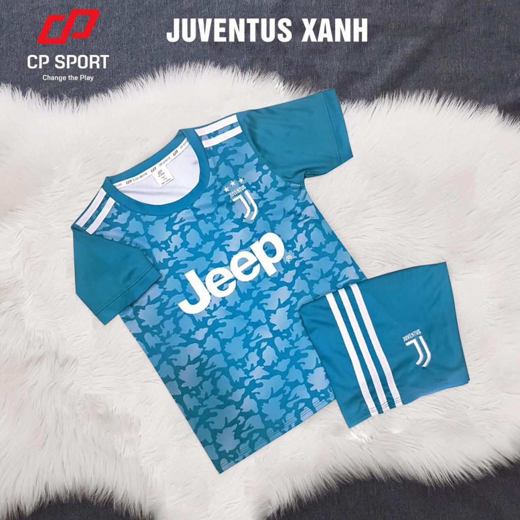 Áo bóng đá trẻ em CP CLB Juventus màu xanh ngọc năm 2020