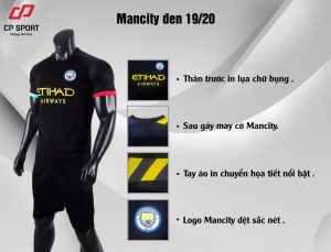 Áo bóng đá CP CLB Man City màu đen năm 2020