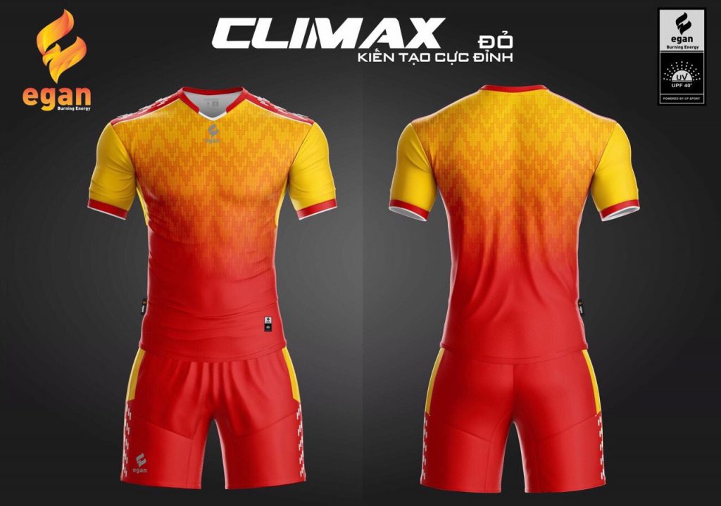 Áo bóng đá Egan Climax màu vàng phối đỏ năm 2020