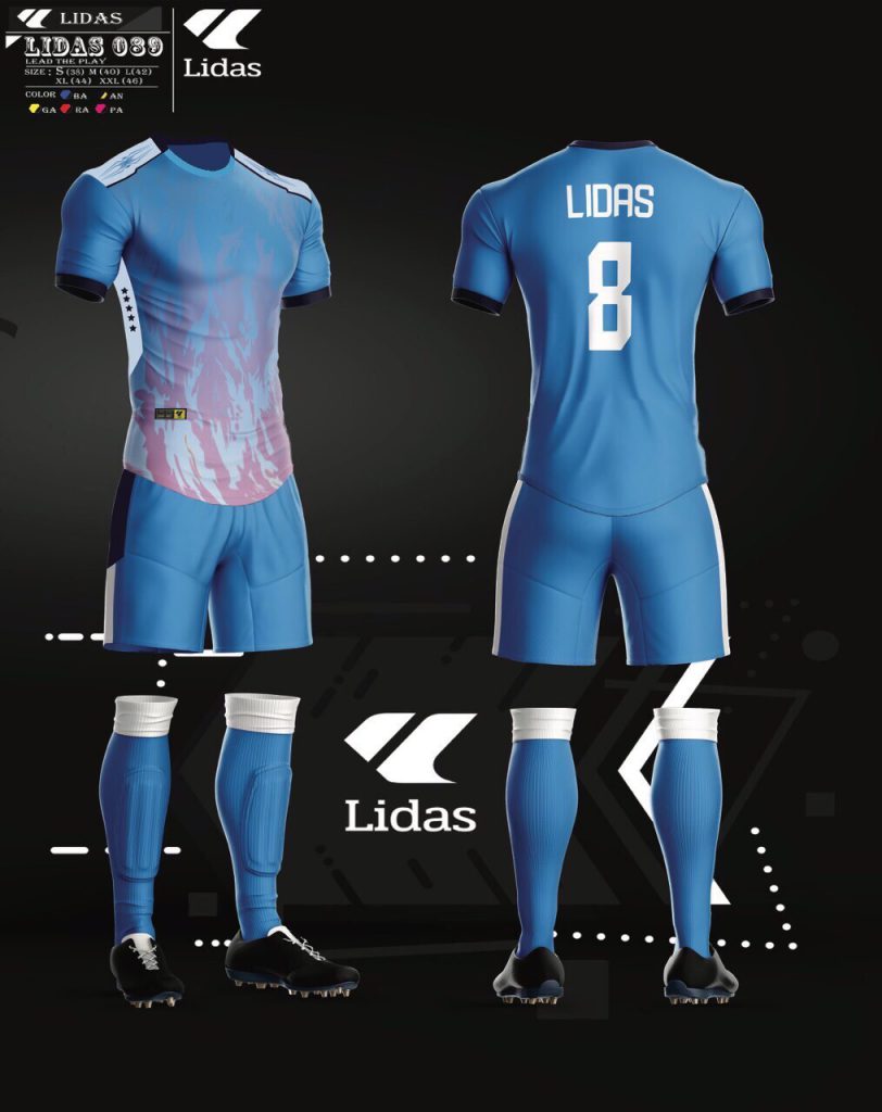Áo bóng đá không logo Lidas màu xanh dương năm 2020