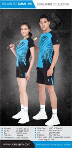 Áo cầu lông nam nữ Donex pro màu xanh phối đen năm 2020