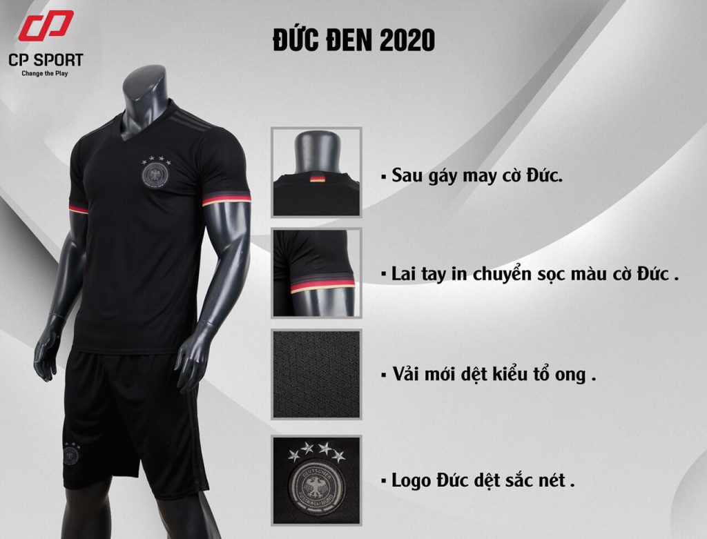 Áo bóng đá CP đội tuyển Đức màu đen năm 2020