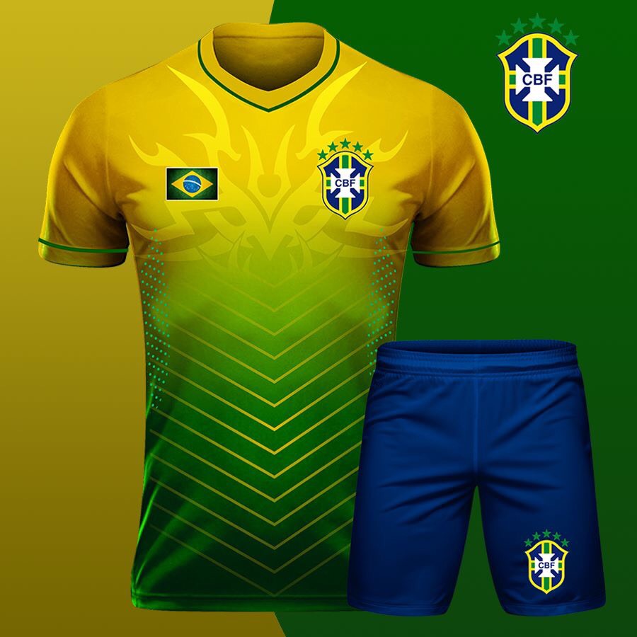Áo bóng đá đọi tuyển Brasil màu vàng xanh mới nhất 2020