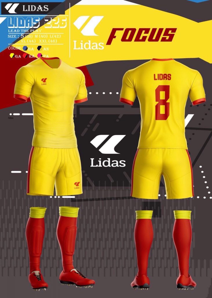 Áo bóng đá không logo Lidas Focus màu vàng năm 2020