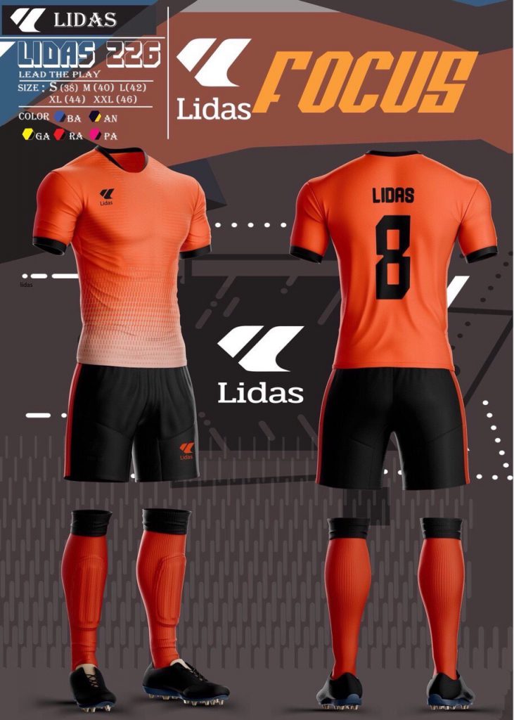 Áo bóng đá không logo Lidas Focus màu cam năm 2020
