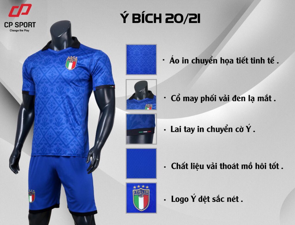 Áo bóng đá đội tuyển Ý màu xanh bích mùa 2020-2021
