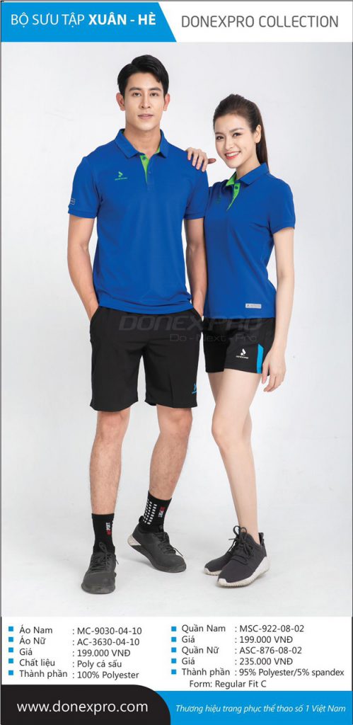 Áo cầu lông Donexpro chính hãng DP02 màu xanh dương xuân hè 2020