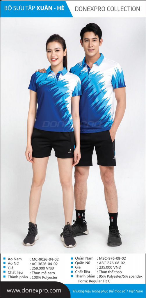 Áo cầu lông Donexpro chính hãng DP03 màu xanh dương xuân hè 2020