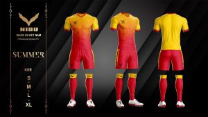 Áo bóng đá không logo NIDU 2 màu đỏ phối cam mùa hè 2020