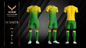 Áo bóng đá không logo NIDU 2 màu xanh phối vàng mùa hè 2020